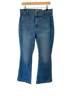 LOFT The Slim Flare High Rise Curvy Fit Jeans 31 12 petite blue stretch NWT